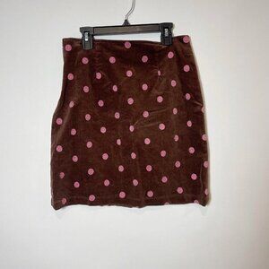 Harold's Womens Polka Dot Corduroy A-Line Mini Skirt Brown Pink 4 Zip 68087BKM